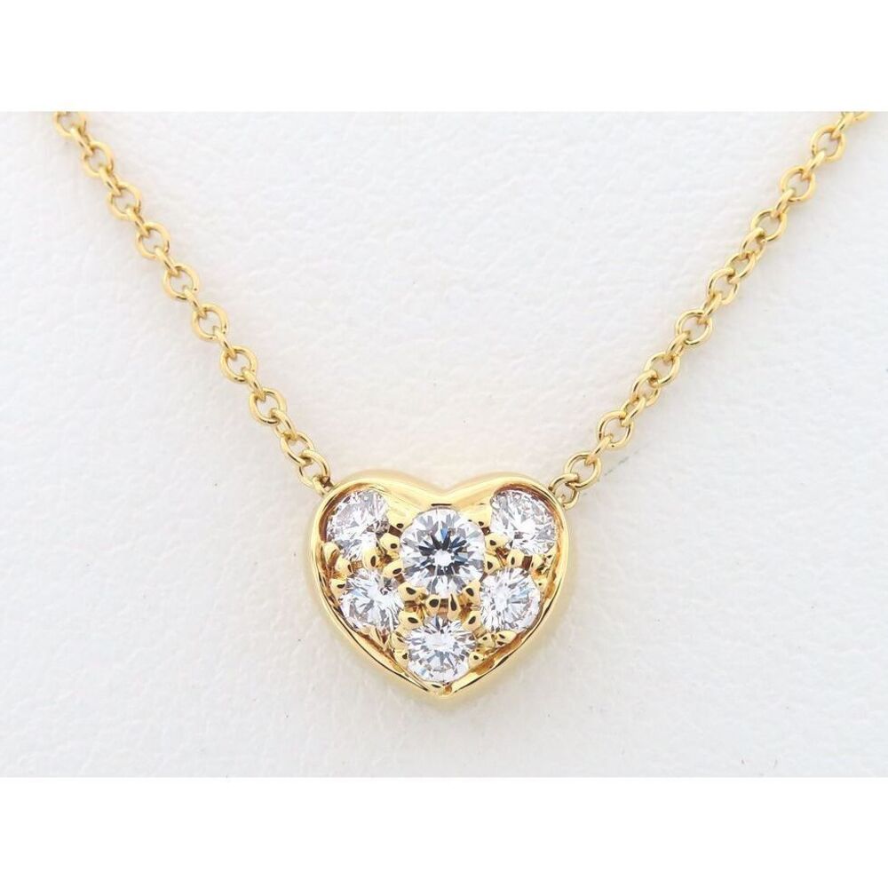 Tiffany Yellow Gold Diamond ct marking Friendship Heart Necklace